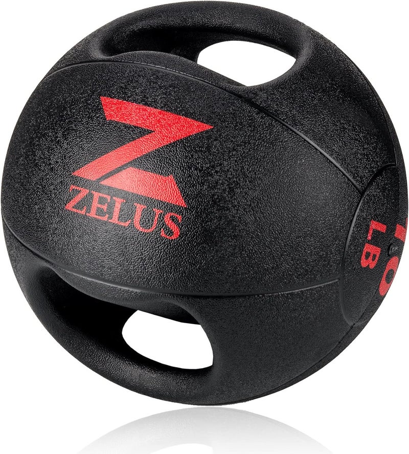 ZELUS Medicine Ball with Dual Grip| 10/20 lbs Exercise Ball |Weight Ball with Handles| Textured Grip Exercise Ball |Strength Training| Core Workouts - Image 1
